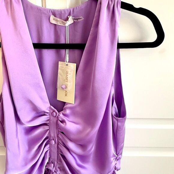 NWT Ramy Brook "Albert" satin cropped top in Mauma (lavender) color  Size S - Picture 2 of 5